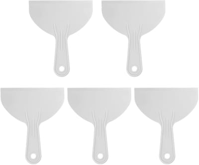 SnelShoppen - 5 Stuks Flexibele Spatels 12,5 cm Breed, Dunne Kunststof Spatelmessen voor Behangwerk, Gipsplaten en Schilderen, Grijs