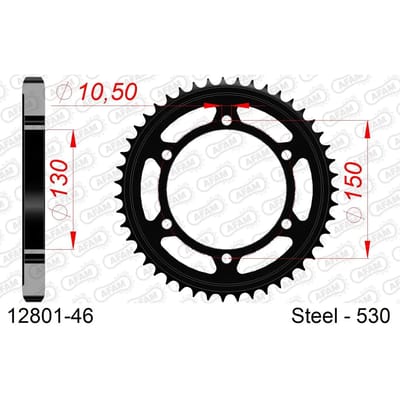 Stalen tandwiel Afam 530 46 dents