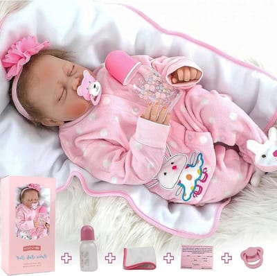 Babypop - Reborn pop - Rollenspel - Levensecht design - 55 cm - Roze