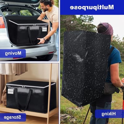 Grote waszakken met rits en label, 105L zware opslagzakken voor kleding, reizen en verhuizen, ideaal voor tuinbenodigdheden en campingaccessoires