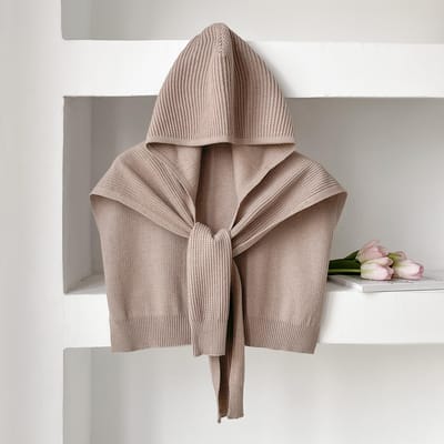 Dernier Châle Tricoté Uni Été Climatisation Chapeau à Capuche en Tricot Cape Nœud Fine Écharpe d'Épaule Pour Femmes gray