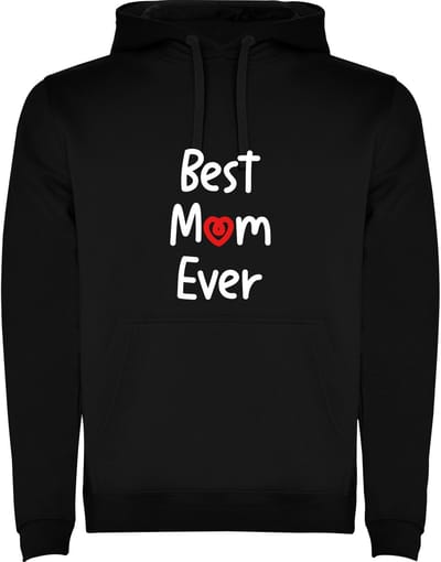 Zwarte hoodie De allerbeste Moeder / Mama - Best Mom Ever met hartje Maat M