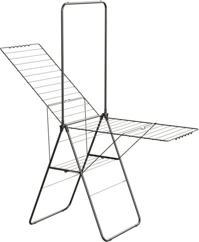 STAUS&BACH Droogrek met stang 25.99m - Inklapbaar Wasrek - Staal - Mat zwart - Aeriq Flex