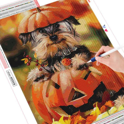 Diamant Borduurpakket Hond Diamant Mozaïek Halloween 5D Diamant Schilderen Met Ronde Strass 20X30CM black