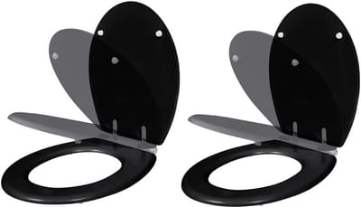 Toiletbril met deksel - WC-bril - Badkamer vernieuwen - Softclose functie - 2 stuks - Zwart