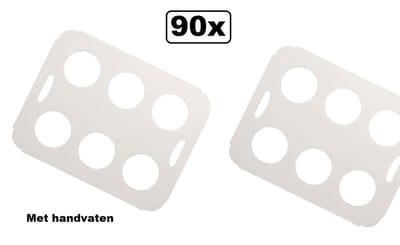 90x Drank draagtray karton 6-vaks met handvat wit