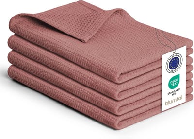 Blumtal® Wafeldoeken 50x70 cm- Set van 4 - 100% Katoenen doeken - Keukendoeken wasbaar op 60 °C - Keukendroogdoeken - Vaatdoeken - Roze