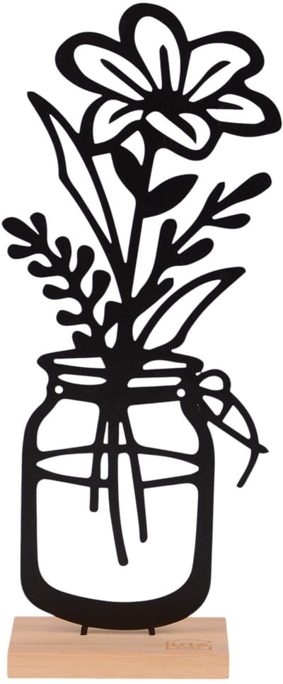 UNUS® Staander decoratieve vaas met bloem Peonia zwart - staand - cadeau - kast decoratie - tafel decoratie