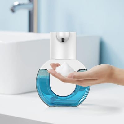 Dispensers voor vloeibare zeep Touchless Automatische schuimbadkamer Slimme washandmachine met USB-opladen wit