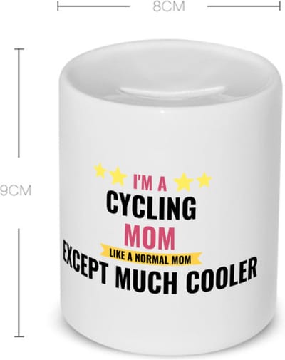 Akyol - i'm a cycling mom like a normal mom except much cooler Spaarpot - Mama - moeder die houdt van fietsen - moeder cadeautjes - moederdag - verjaardagscadeau - verjaardag - cadeau - geschenk - kado - gift - moeder artikelen - 350 ML inhoud