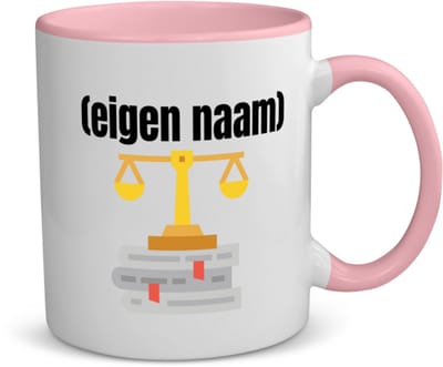 Akyol - advocaat weegschaal (met eigen naam) koffiemok - theemok - roze - Advocaat - advocaten - met eigen naam - leuk cadeau voor iemand die advocaat is - cadeau - kado - 350 ML inhoud