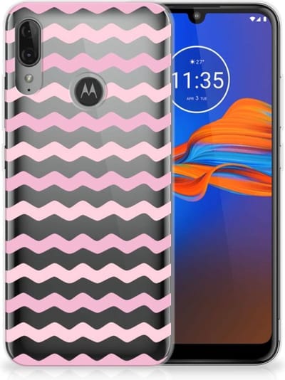 Motorola Moto E6 Plus TPU bumper Waves Roze
