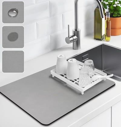 Afdruipmat Servies - Droogmat Keuken - Aanrecht Drogen - Snel Absorberend - 50x40 cm - Grijs