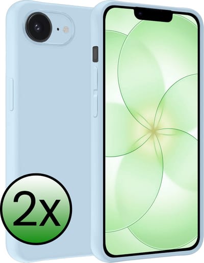 Hoesje 2 Stuks - Geschikt voor Apple iPhone 17e - Sterk & Shockproof - Case Siliconen - Back Cover - Telefoon Hoes - Lichtblauw