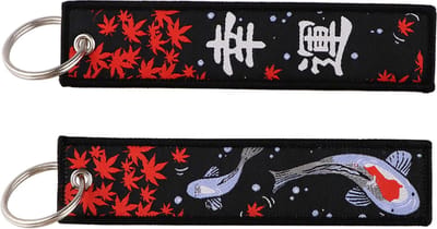 Sleutelhanger - geluksbrenger - Japan - koi karper zwart - 1 stuks