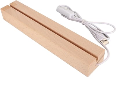 Allecto - Rechthoekige LED-verlichting - Displaybases voor Kristal en Acryl - Houten Voetstuk - Multifunctioneel - USB-interface - Geschikt voor Si...