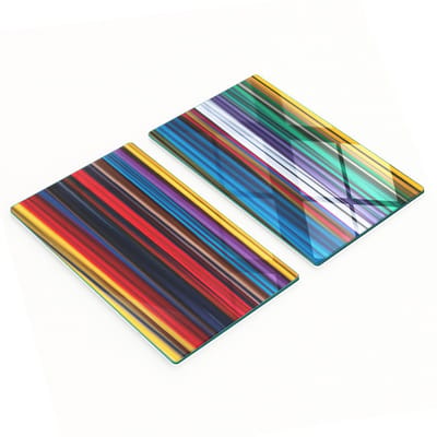 Glazen snijplanken voor in de keuken met grafische gekleurde strepen, 2x30x52 cm