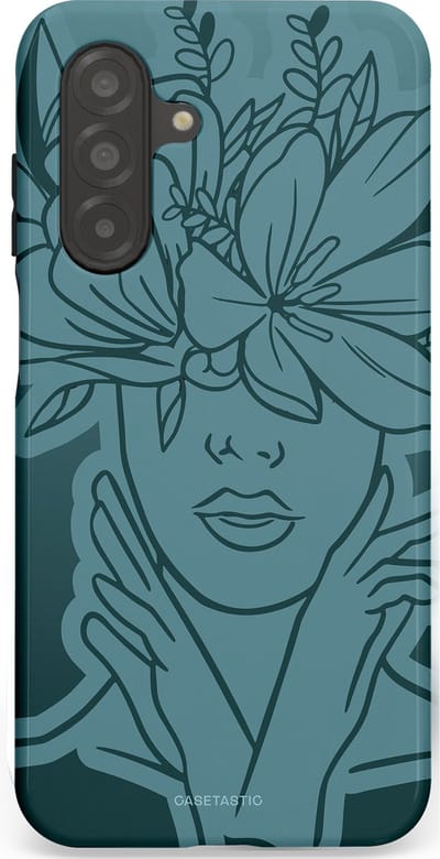 Casetastic hoesje geschikt voor Samsung Galaxy A26 - Dubbellaagse bescherming - Flora Femme - Fashion Case - Petrol Donkergrijs Grijs