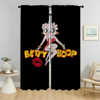 Keukengordijnen voor Woonkamer Bettys Boops Verduisteringsgordijn Wooninterieur Gordijnen 2 Stuks Shades Tule voor Slaapkamer Elegant W50xH70cmx2pcs-CL