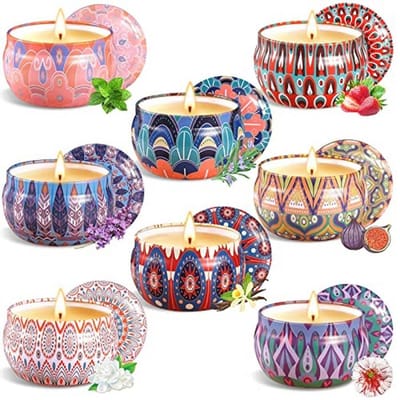 Geurkaarsen Set - Aromatherapie Kaarsen - Ontspanning Thuis - Natuurlijke Sojawas - 8 Delig - Meerdere Kleuren