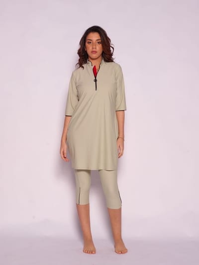 MYKINY BRAND - Ivy - Maat M - Sage groen - Semi burkini - badpak dames - Waterafstotend (valt klein)