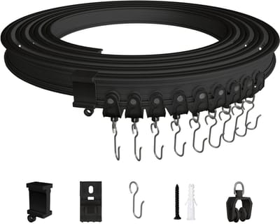 Dailygoods- Gordijnrail 3 meter - Flexibele Gordijnrail - Plafondgordijnrails - Accessoires voor Gordijnophanging - Zwart - Hoogwaardig ABS - Gordijnsysteem