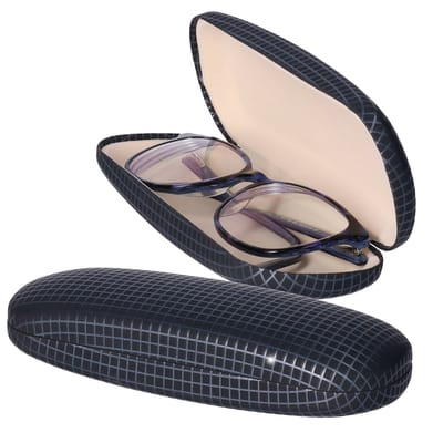 Benson Brillenkoker - 2x - blauw/zilver print - magnetische sluiting - fluwelen - binnen voering