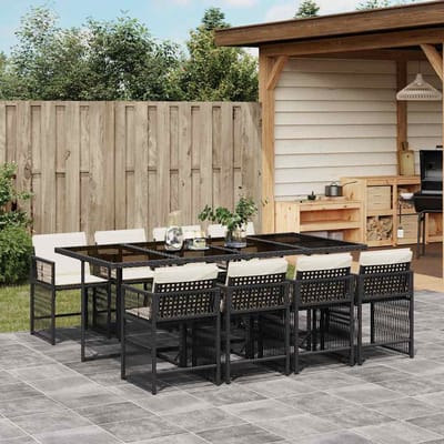 vidaXL - 9-delige - Tuinset - poly - rattan - zwart
