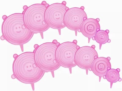 Livano Afsluitdeksel - Stretch Deksel - Siliconen - Rekbare Deksel - Vershouddeksel - Herbruikbaar - Set - 12 Stuks - Roze