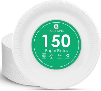 Eco-vriendelijke Papieren Borden - 150 Stuks Composteerbare Ronde Wegwerpborden voor Catering en Thuisgebruik