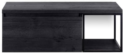 Frozen Badmeubelset 120 cm - Greeplijst in Kleur - Zwart Frame - Wastafelbovenblad Black Oak