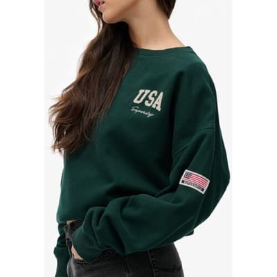 Superdry Athletic Essentials Relaxed Sweatshirt met Ronde Hals Green Grootte: 36