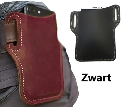 Retro Heuptas Voor Smartphone I Riem Telefoon Tas I Telefoonhouder Riem I Smartphone Tas I PU Leer I Zwart