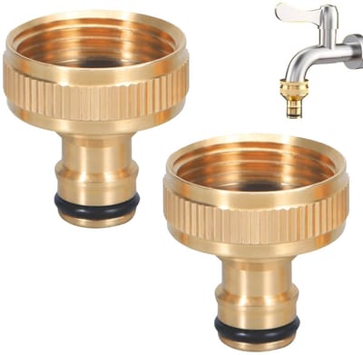 Dailygoods - 2 stuks messing kraanadapters, 1 inch slangaansluiting binnendraad, adapter waterkraan tuinslang | slangaansluiting 1 inch | robuust metaal | snelkoppeling voor wateraansluiting in de tuin