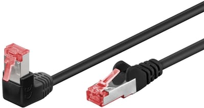 S/FTP CAT6 Gigabit Netwerkkabel - 1 kant haaks - CU - LSZH - 0,25 meter - Zwart