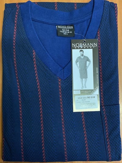 Herennachthemd korte mouw in elegant streepdesign - ook in overmaten - 102 111 90 518