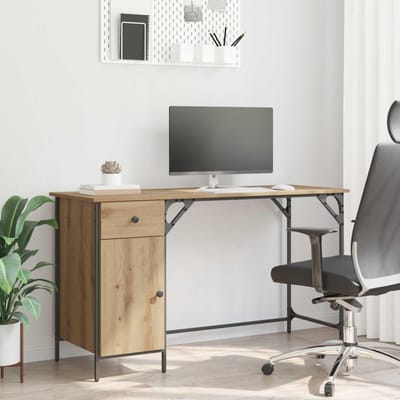 vidaXL Computerbureau Artisan Eiken 131 x 48 x 75 cm Bewerkt hout