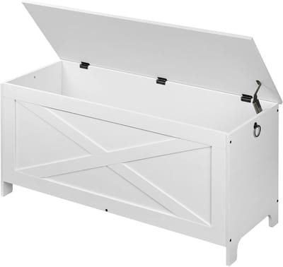 Opbergbank - Zitkist - Woonkamer Organisatie - Verfijnd Schuurdeurontwerp - 100 x 40 x 48 cm - Wit