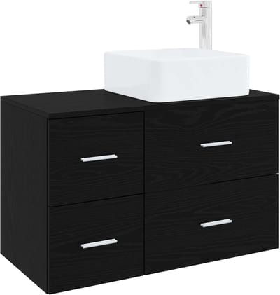 vidaXL - Badkamermeubel - Set - 2 - st - Zwart - eiken - Bewerkt - hout