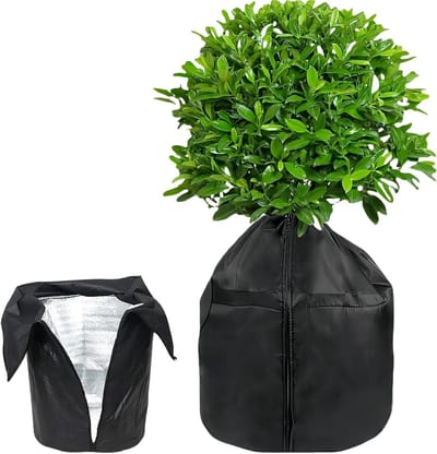 Winterzeil plantenbescherming - beschermhoes planten 45 x 50 cm - hittebescherming pot - ritssluiting en trekkoord - balkon terras tuin - vorstbescherming - plantenhoes.