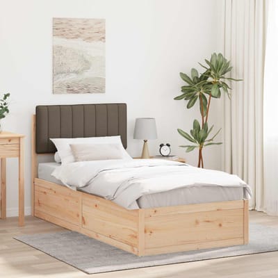 vidaXL - Bedframe - met - Gevoerde - Hoofdbord - Taupe - 90 - x - 200 - cm
