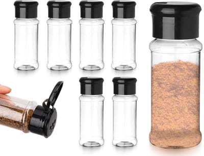 Dailygoods- Kruidenshakers 6 stuks - Transparante Potjes - Kunststof - Lege Potjes 100 ml - Duurzaam - Kwaliteit Eerst - Kruidenpotjes