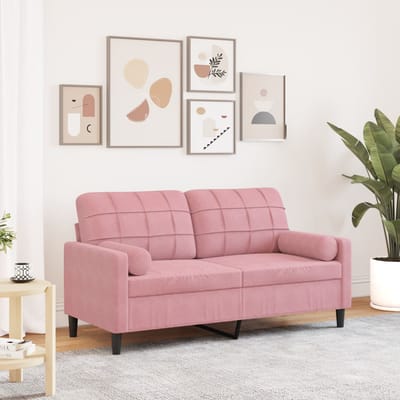 vidaXL - Tweezitsbank - met - sierkussens - 140 - cm - fluweel - roze