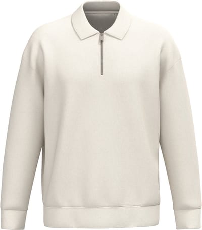 Native Spirit Ecologische uniseks sweater met kwartrits, polokraag en afhangende schouders NS432 - Ivory - M