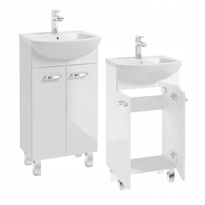 STAMAR - Badmeubel met Wastafel Staand 45 2 Deuren Chroom - Wit