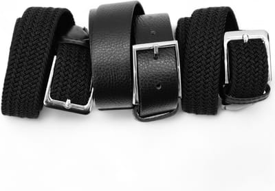 Safekeepers Riemen 3 pack - 3stuks - 2 elastiek zwart + Riem gestikt - Taille 110 cm - Totale lengte 125 cm