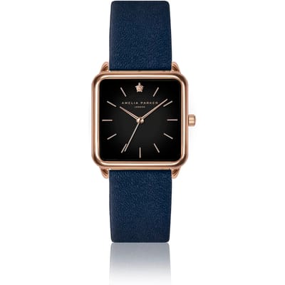 Lederen horloge voor vrouwen Amelia Parker Night Plaza Dark blue