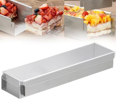 Rechthoekige Bakvorm - Cakevorm Tiramisu - Zelf Bakken - Verstelbare Lade - Anti-aanbak Aluminium - Zilver