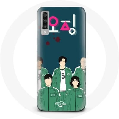 Coque pour Samsung Galaxy A70 Squid Game Affiche personnages Art