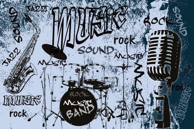 Fotobehang - Music Blue 375x250cm - Vliesbehang